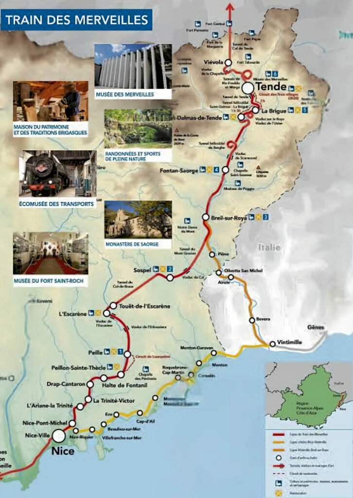 Le trajet du Train des Merveilles, de Nice à Tende